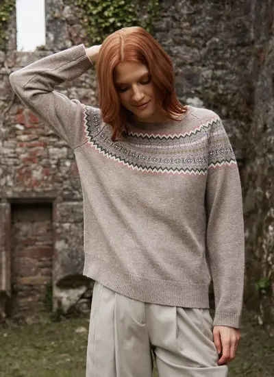 Holly Fairisle Crew in Oatmeal